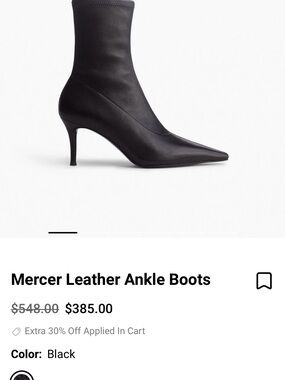 rag & bone Black Pointed-Toe Leather Ankle Boots